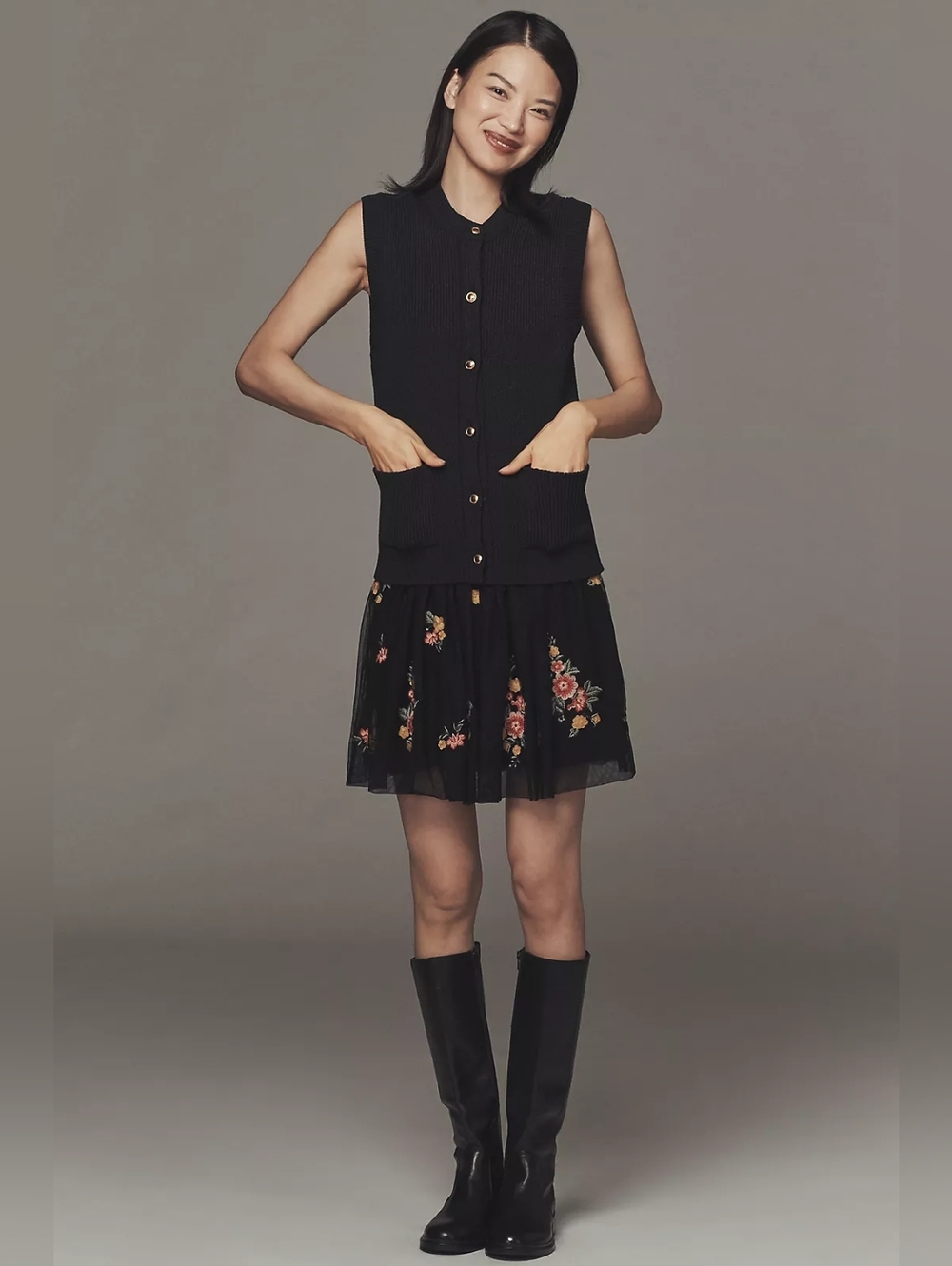 NWT Anthropologie Sleeveless Cardigan Sweater Dress In 1X